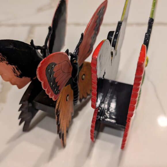 Lot of 2 Vtg Hand Painted Butterfly Napkin or Letter Holder Boho Hippie Decor - Picture 7 of 11